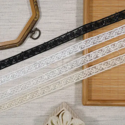 Double-Side Border Organza Sequence Lace