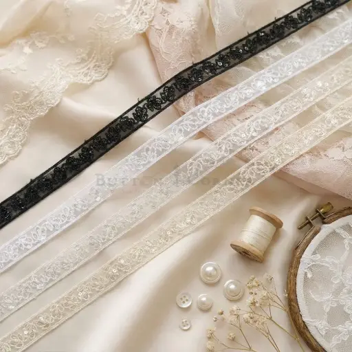 Double-Side Border Organza Sequence Lace