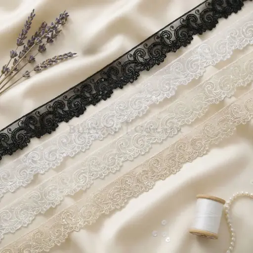 One Side Border Organza Sequence Lace