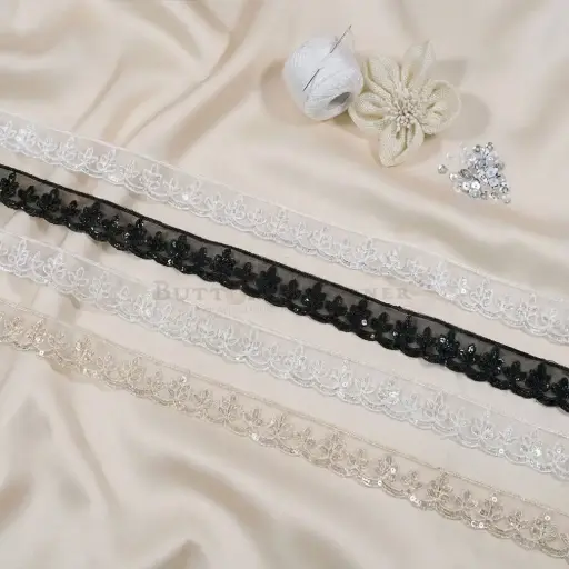 One Side Border Organza Sequence Lace
