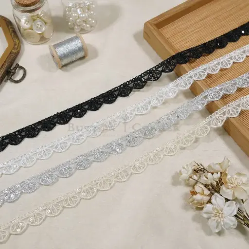 One Side Border Organza Sequence Lace