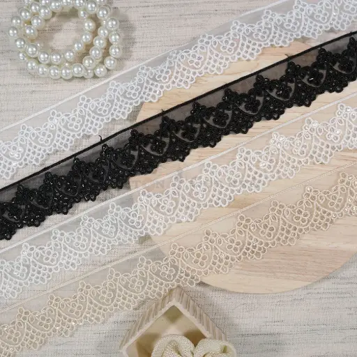 One Side Border Organza Sequence Lace