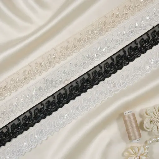 One Side Border Organza Sequence Lace