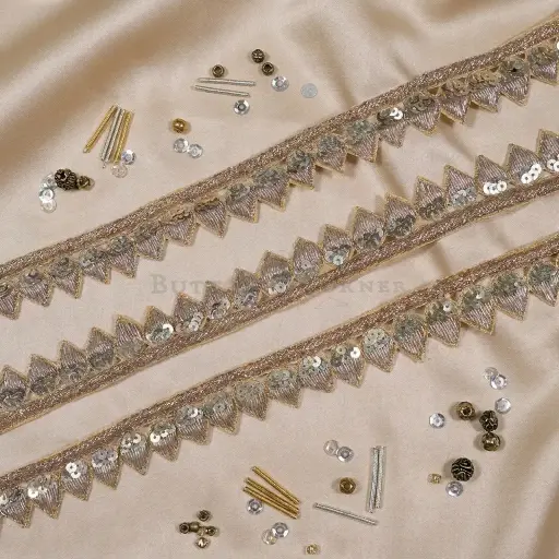 [FANL1837 ROSE GOLD] Kora & Dabka, Sequence, Triangle Scallop Edges Lace