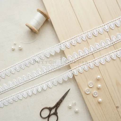 [SHTL392 WHITE] One Side Border Shuttle Lace