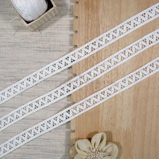 [SHTL393 WHITE] Double Side Border Shuttle Lace
