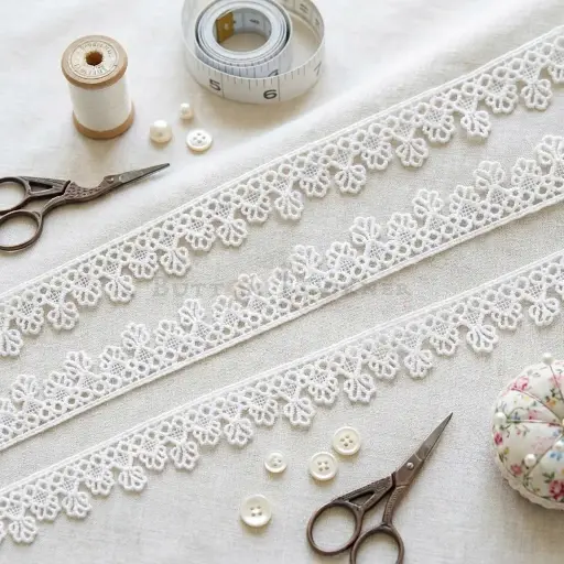 [SHTL401 WHITE] One Side Border Shuttle Lace