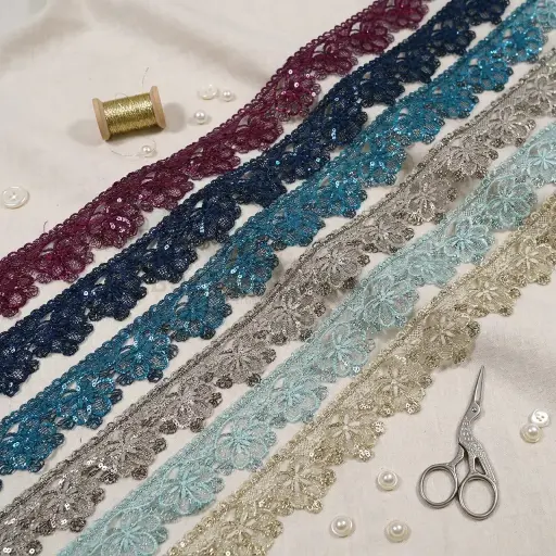 Embroidery Thread Metallic Yran Sequence Lace