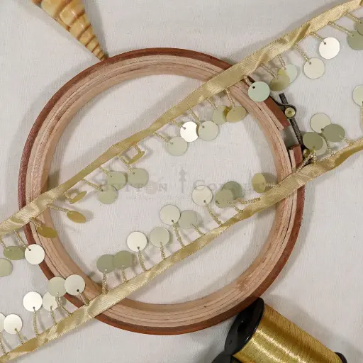 [CDJL116 LIGHT GOLD] Glass Beads Sequence Hanging Lace
