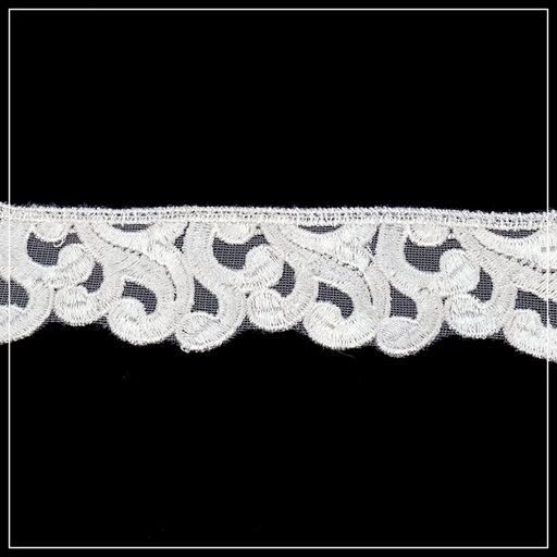 [AF19007-WHITE] One Side Border Embroidery Net Lace