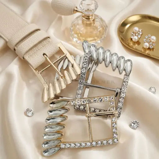 Teardrop Stone Rhinestone Belt Buckle With Prong