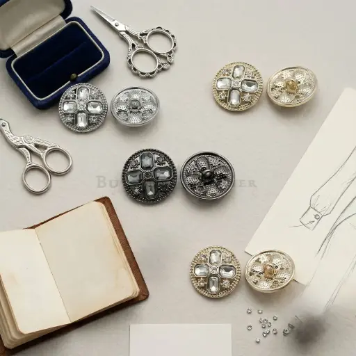 Vintage-Inspired Design Rhinestone Metal Button