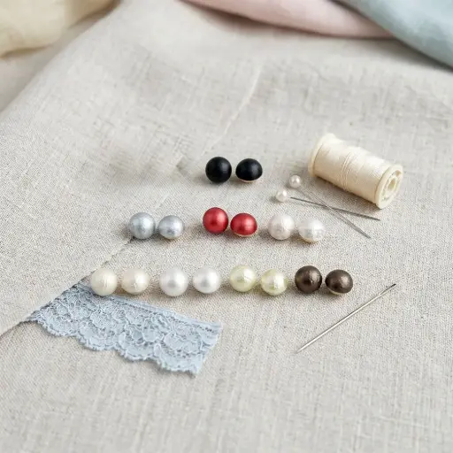 Dome Pearl Button With Gold Metal Shank