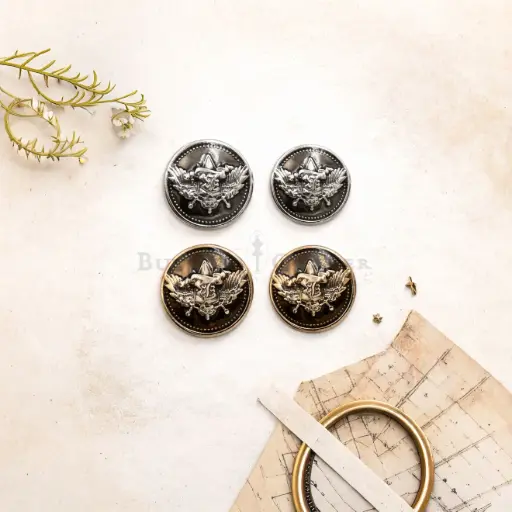 Flanked By Wings Metal Suiting Button
