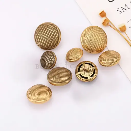 Vintage Style Embossed Dotted-Pattern Metal Suitting Button