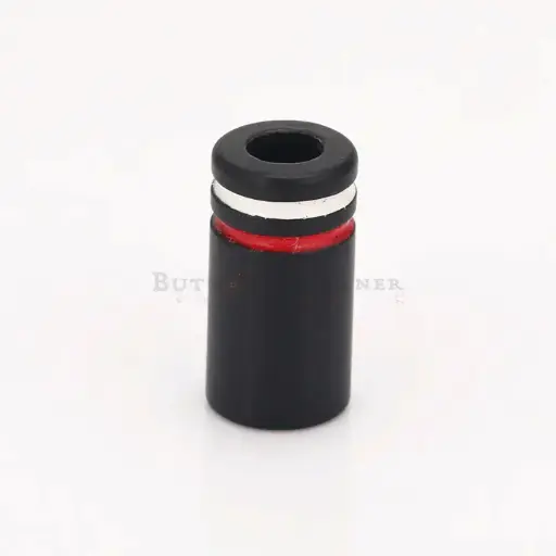 [M1059 MATT BLACK] Matt Black Cylindrical Cord End Cap With Red & White Accent Ring