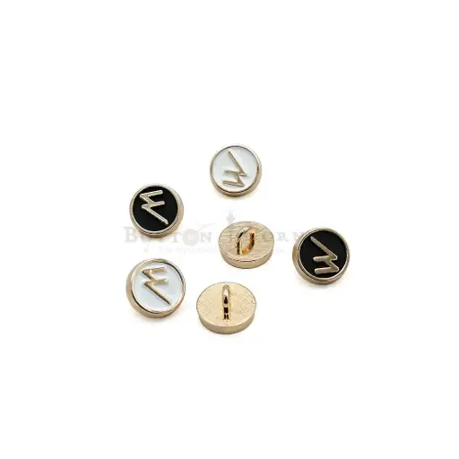 Gold Plated M Engraved Metal Shirt Button