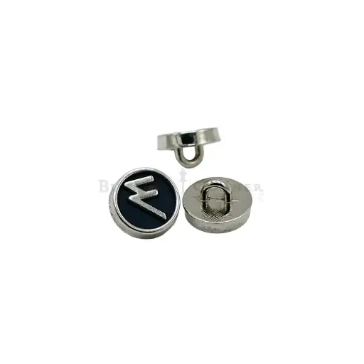[62262 NAVY BLUE NONT WHT] Nontoxic White M Engraved Metal Shirt Button