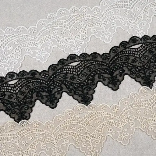 One-Side Border Blossom Design Organza Lace