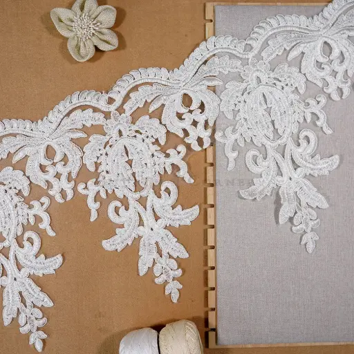One Side Border Floral Design Net Lace 