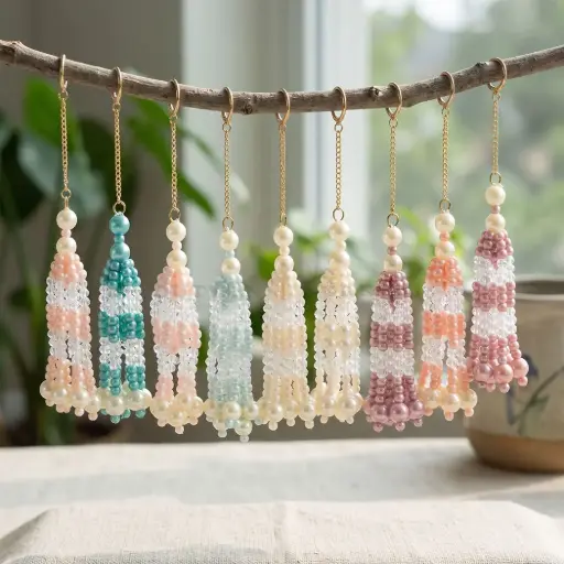 Elegant Style Pearl and Crystal Beaded Tassel