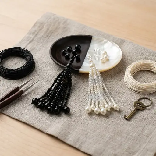 Pearl and Crystal Beaded Tassel