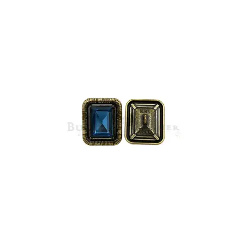 Ancient Gold-Plated Texture Border Crystal Square Button