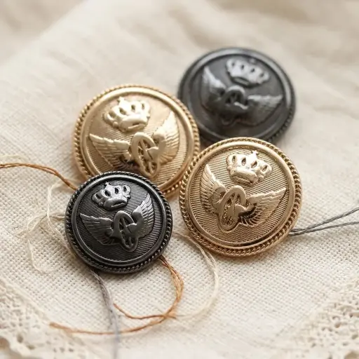 Military Crest Crown & Wing Emblem Metal Suiting Button