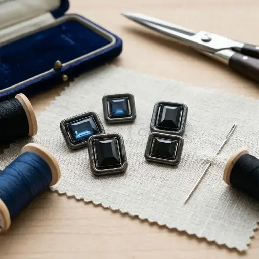Nontoxic Gun Black-Plated Texture Crystal Square Button