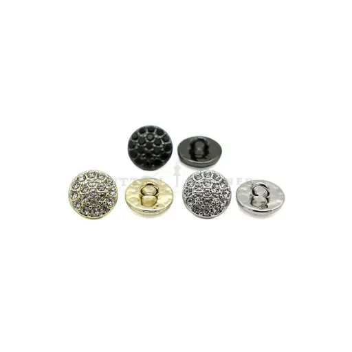 Crystal-Encrusted Circular Disc Shape Button