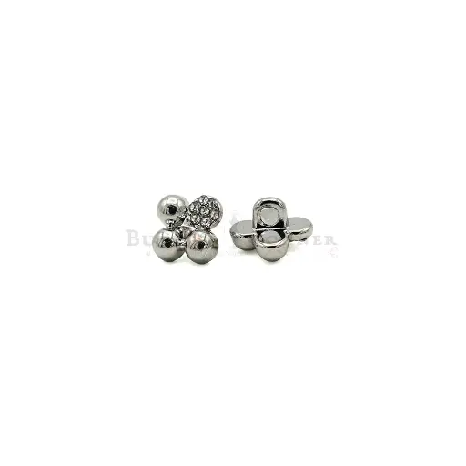 [62070 NONT WHITE] Square Four-Leaf Rhinestone Hand-Stitched Button
