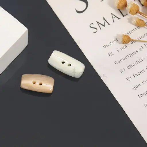 Oblong Rectangular Shape Two-Hole Japanese Shell Button