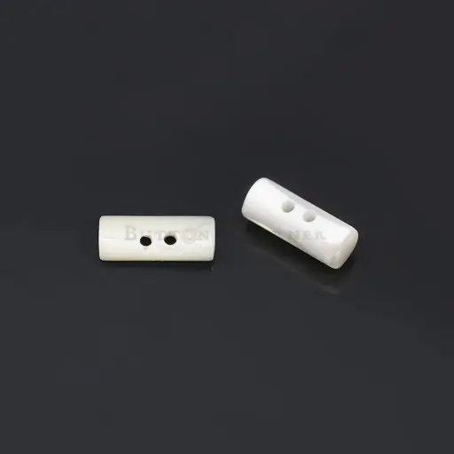[912205 WHITE] Elongated, Rod-Shape Two-Hole Japanese Shell Button