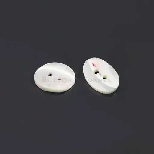 [912194 WHITE] Irregular Oval Shape Two-Hole Japanese Shell Button