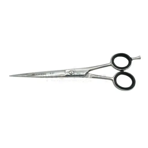 [BC-BARB-6.5" NONT WHT] Black Round Handle Barber Scissors With Removable Finger Rest