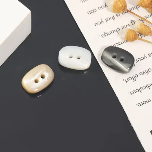 Unstructured Rectangular Shape Two-Hole Japanese Shell Button
