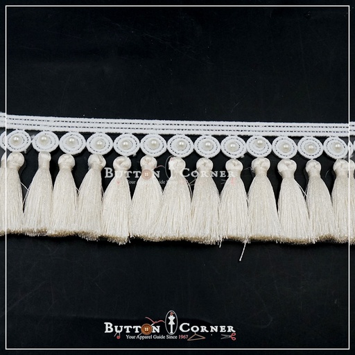 [AF19020-WHITE] Shuttle Hanging Lace with Tassels