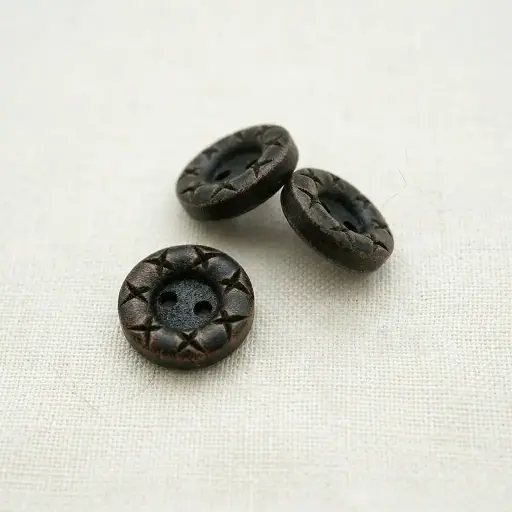 [WB212 DARK WALNUT] Rustic Laser-Etched 2 Hole Wooden Button