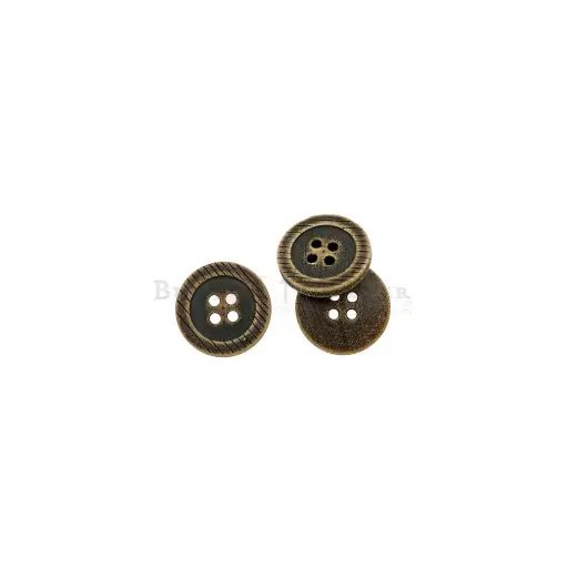 [WB214 DARK WALNUT] Engraved Rim 4 Hole Wooden Button