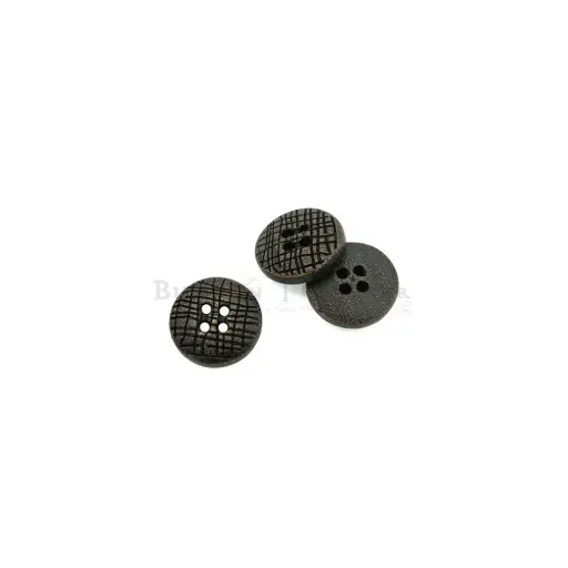 [WB219 DARK WALNUT] Etched Crosshatch 4 Hole Wooden Button
