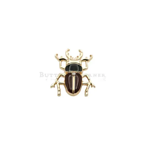 [M6043 GOLD] Stag Beetle Shape With Rhinestone, Fancy Cover Button