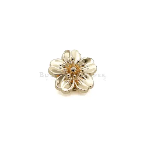 [M6025 GOLD] Cherry Blossom Style Fancy Cover Button With Centre Detailed Stamen