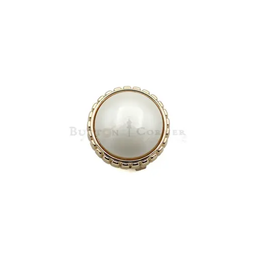 [M6057 GOLD] Fluted Rim Cabochon Pearl Fancy Cover Button