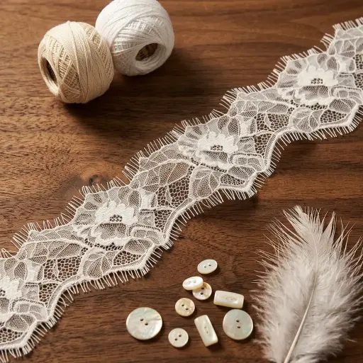 [JF10235/9822 WHITE] Vintage Floral Chantilly Lace with Eyelash Fringe 