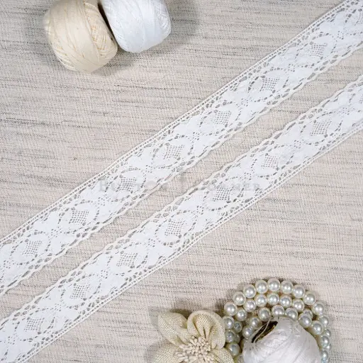 [CRL388 WHITE] One Side Border Crochet Lace
