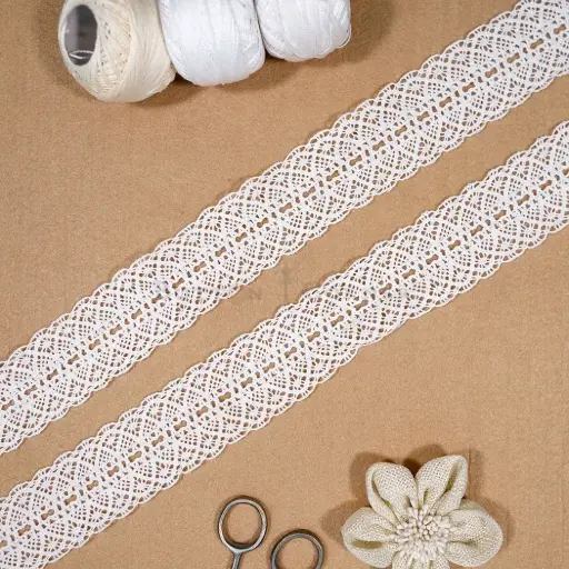 [CRL396 WHITE] Double-Sided Border Crochet Lace