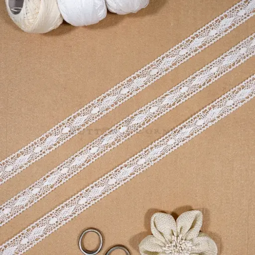 [CRL407 WHITE] Double Side Border Crochet Lace