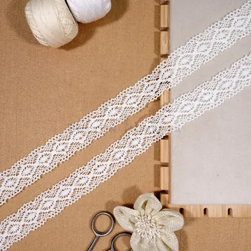 [CRL415 WHITE] Double Side Border Crochet Lace