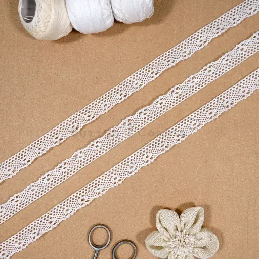 [CRL416 WHITE] One Side Border Crochet Lace