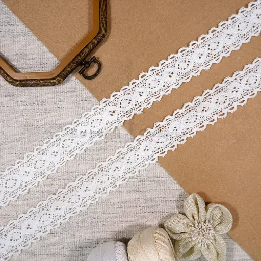 [CRL421 WHITE] Double Side Border Crochet Lace